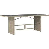 Syfax Gartentisch mit Glasplatte Hellgrau 190x80x74 cm Poly Rattan