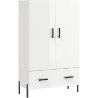 Syfax Highboard Hochglanz-Weiß 69,5x31x115 cm Holzwerkstoff