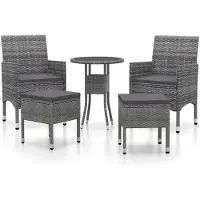 Syfax 5-tlg. Garten-Lounge-Set Poly Rattan Grau