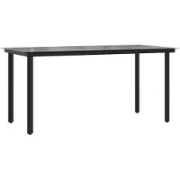 Syfax Garten-Esstisch Schwarz 160x80x74 cm Stahl und Hartglas