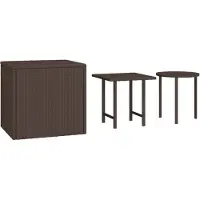 Syfax Garten-Beistelltische 3 Stk. Braun Poly Rattan