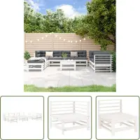 The Living Store 9-tlg. Garten-Lounge-Set Weiß Massivholz Kiefer