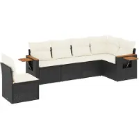 Syfax 6-tlg. Garten-Sofagarnitur mit Kissen Schwarz Poly Rattan