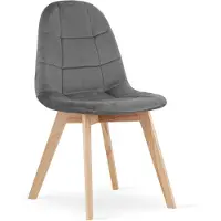 Home Collective Esszimmerstuhl Bürostuhl Küchenstuhl, gepolsterter Stuhl, Velours-Sitzmaterial mit Holzbeinen aus Buche, 120 kg Sitzlast, dunkelgrauer Samt 1 Stuhl