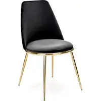 Halmar Stuhl K-460 49x84x54cm gepolstert Esszimmerstuhl goldene Beine schwarz