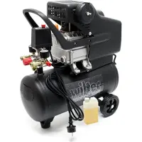 Wiltec Druckluftkompressor mit 24L Kessel 1100W Druckluftkessel 1,1kW Werkstattkompressor 8 bar, Luftdruckkompressor, mobiler Kompressor