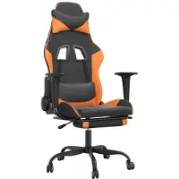 Syfax Gaming-Stuhl mit Massage & Fußstütze Schwarz Orange Kunstleder