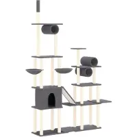 Syfax Kratzbaum mit Sisal-Kratzsäulen Dunkelgrau 279 cm