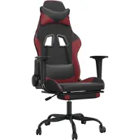 vidaXL Gaming-Stuhl mit Fußstütze Schwarz und Weinrot Kunstleder