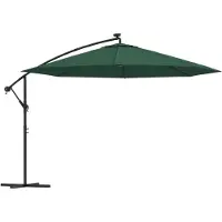 Syfax Ampelschirm mit LED-Beleuchtung und Metall-Mast 350 cm Grün