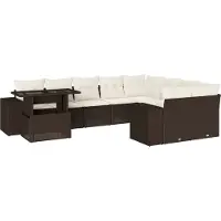 Syfax 10-tlg. Garten-Sofagarnitur mit Kissen Braun Poly Rattan