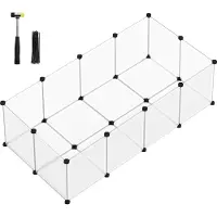 Songmics Außengehege mit Bodenplatten, Freilaufgehege, Meerschweinchengehege, aus Kunststoff, Gehege für Hamster, Kaninchen, Igel, 143 x 73 x 46 cm, Weiß LPC02W