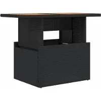 Syfax Gartentisch Schwarz 100x55x73 cm Poly Rattan und Akazienholz