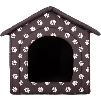 HOBBYDOG Hundekissen Hundehütte Hundebett Tierbett Katzenbett - Standard - 38 x 38 x 32 cm [Größe: R1] - Braun mit Pfoten