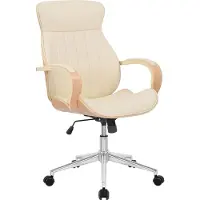 CLP Bürostuhl ergonomisch Melilla, Höhenverstellbar und Drehbar, mit kippbarer Rückenlehne und Armlehnen aus Kunstleder, Schreibtischstuhl, Farbe: natur/creme