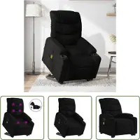The Living Store Elektrischer Massagesessel mit Aufstehhilfe Schwarz Stoff