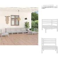 vidaXL 6-tlg. Garten-Lounge-Set Weiß Kiefer Massivholz - Gartenmöbel-Sets