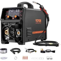 Vevor MIG-Schweißgerät, 200 A synergetische MIG-Schweißmaschine, 4-in-1-Gas-MIG/Flux Core-MIG/Stick/Lift-TIG-Mehrprozess-Welder mit IGBT-Wechselrichtertechnologie und LCD-Bildschirmanzeige