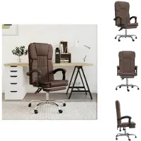 vidaXL Bürostuhl mit Liegefunktion Braun Kunstleder - Bürostühle