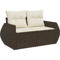Syfax Gartensofa mit Kissen 2-Sitzer Braun Poly Rattan