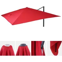 Mendler Ersatz-Bezug für Luxus-Ampelschirm HWC-A96, Sonnenschirmbezug, 3,5x3,5m (Ø4,95m) Polyester rot