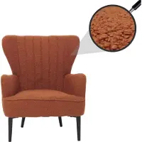 Mendler Lounge-Sessel HWC-K37, Cocktail-/Ohrensessel Polsterstuhl Retro Vintage Stoff Bouclé (600g/m²) terrakotta