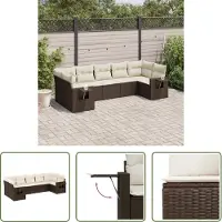 The Living Store 7-tlg. Garten-Sofagarnitur mit Kissen Braun Poly Rattan