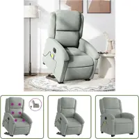 The Living Store Massagesessel mit Aufstehhilfe Elektrisch Hellgrau Samt