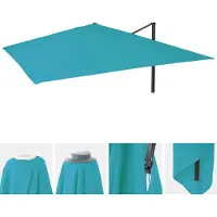 Mendler Ersatz-Bezug für Luxus-Ampelschirm HWC-A96, Sonnenschirmbezug Ersatzbezug, 3x4m (Ø5m) Polyester türkis