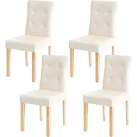 Mendler 4er-Set Esszimmerstuhl HWC-E58, Stuhl Essstühle, - Kunstleder creme, helle Beine