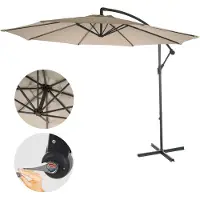 Mendler Ampelschirm Acerra, Sonnenschirm Sonnenschutz, Ø 3m neigbar, Polyester/Stahl 11kg - sand-beige ohne Ständer