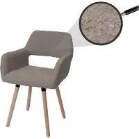 Mendler Esszimmerstuhl HWC-A50 II, Stuhl Küchenstuhl Polsterstuhl, Holz Stoff/Textil Bouclé (450g/m²) taupe