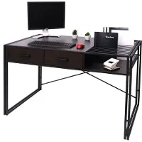 Mendler Schreibtisch HWC-H91, Bürotisch Computertisch, Industrial 76x120x70cm dunkelbraun
