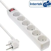 InLine Steckdosenleiste, 6-fach Schutzkontakt, mit Schalter, weiß, 3m, 3 m, Abgewinkelt, 1,5 mm², Weiß, Kunststoff, 6 AC-Ausgänge