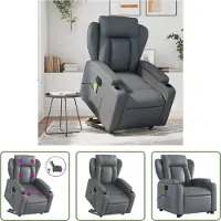The Living Store Massagesessel mit Aufstehhilfe Elektrisch Grau Kunstleder