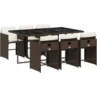 Syfax 7-tlg. Garten-Essgruppe mit Kissen Braun Poly Rattan