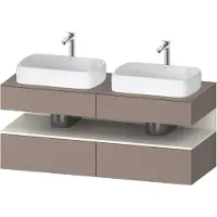 Duravit Qatego Konsolenwaschtischunterbau, 2 Auszüge, 2 Schubkästen, 2 Ausschnitte, 1400x550x600mm, Nische Weiß Supermatt, QA4767084430010