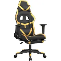 Syfax Gaming-Stuhl mit Massage & Fußstütze Schwarz Golden Kunstleder