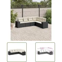 The Living Store 6-tlg. Garten-Sofagarnitur mit Kissen Schwarz Poly Rattan