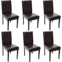 Generique 6er-Set Esszimmerstuhl Stuhl Küchenstuhl Littau Kunstleder, braun, dunkle Beine