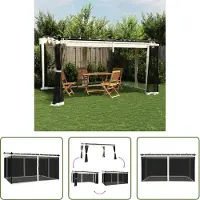 The Living Store Pavillon mit Netzwänden Creme 4x3 m Stahl