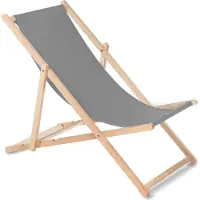 Greenblue Liegestuhl aus Buchholz ohne Armlehne Sonnenliege Gartenliege 110kg GRAU
