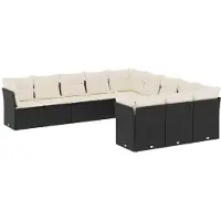 Syfax 11-tlg. Garten-Sofagarnitur mit Kissen Schwarz Poly Rattan