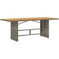 Syfax Gartentisch mit Akazienholz-Platte Grau 190x80x74cm Poly Rattan