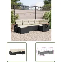 The Living Store 6-tlg. Garten-Sofagarnitur mit Kissen Schwarz Poly Rattan