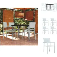 vidaXL 5-tlg. Garten-Essgruppe Weiß - Gartenmöbel-Sets