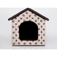 HOBBYDOG Hundekissen Hundehütte Hundebett Tierbett Katzenbett - Standard - 60 x 60 x 55 cm [Größe: R4] - Beige mit Pfoten