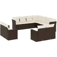 Syfax 11-tlg. Garten-Sofagarnitur mit Kissen Braun Poly Rattan