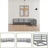 The Living Store 5-tlg. Garten-Lounge-Set Grau Massivholz Kiefer