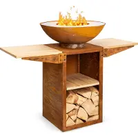 Blumfeldt Feuerschale, Tragbare Feuerschalen für den Garten, Outdoor Feuerstelle, Feuerschalen mit Grillrost, Feuerschale Groß, Gartenfeuerschale für Balkon & Terrasse, 122 x 91 x 60 cm